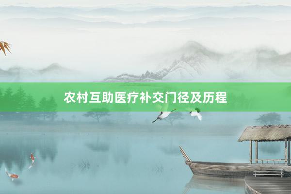 农村互助医疗补交门径及历程